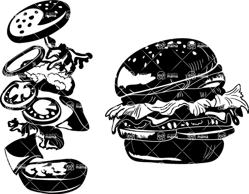 Vector silhouettes - Vector Burger Silhouettes Set